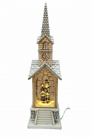 White Church LED Snow Globe