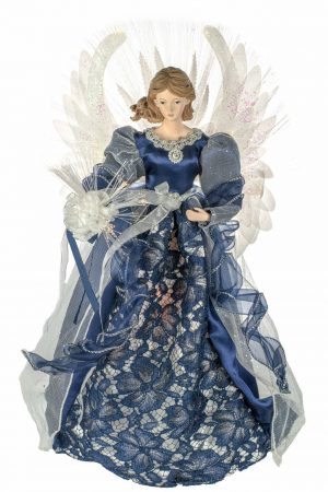 Blue Large Modern Fiber Optic Angel Tree topper
