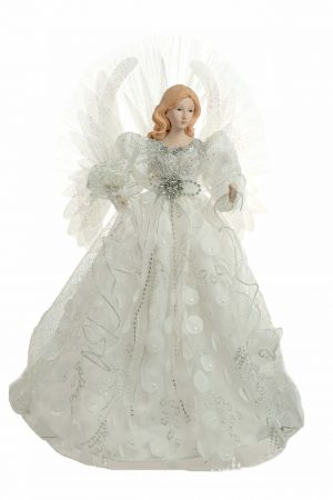 White Modern Fiber Optic Angel Tree topper