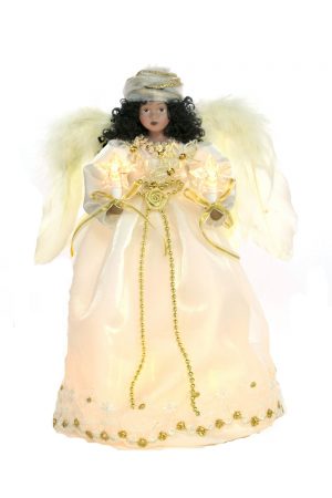 Ivory Black African 10-Light Angel Tree topper