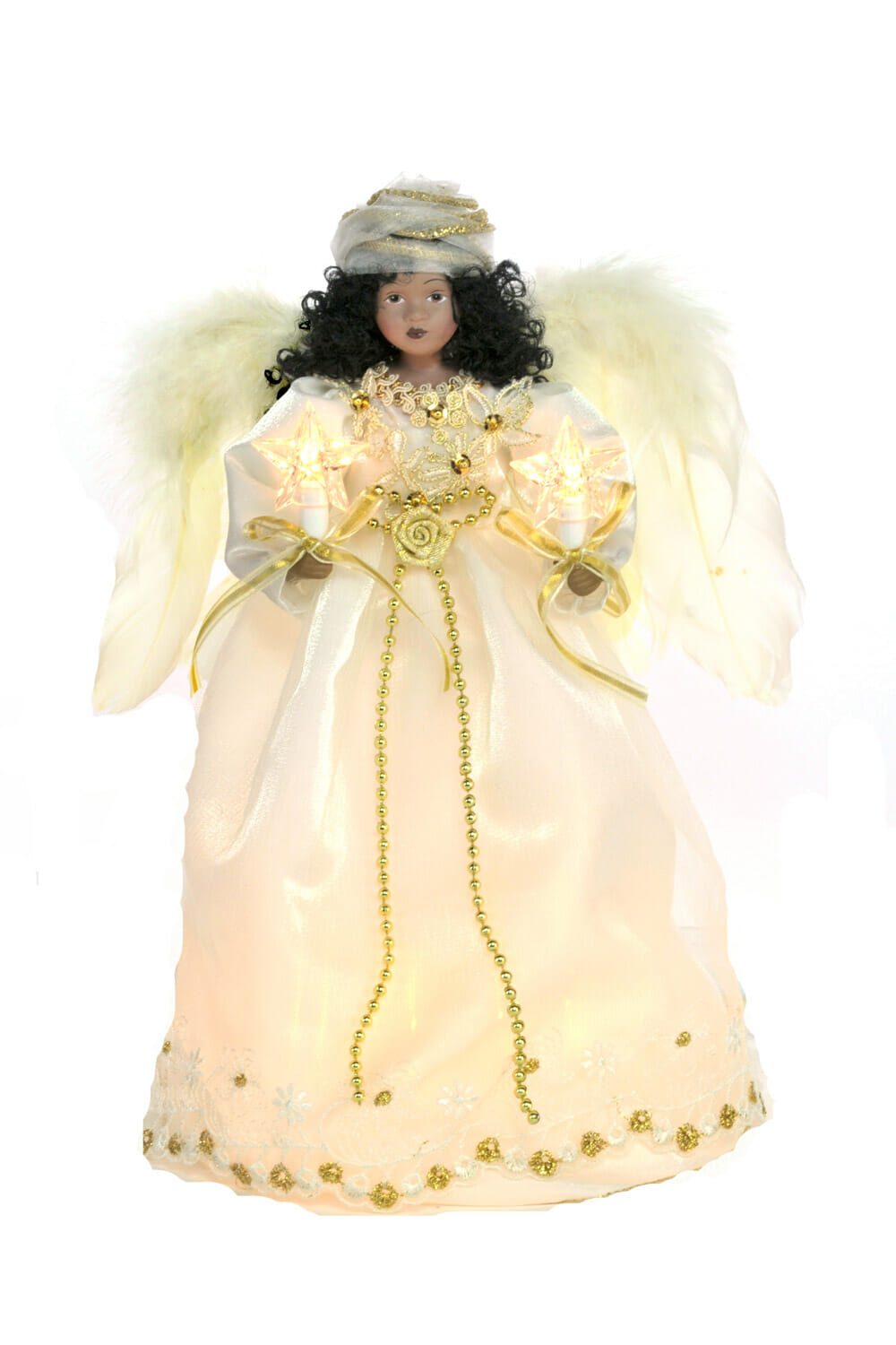 Ivory Black African 10-Light Angel Tree topper