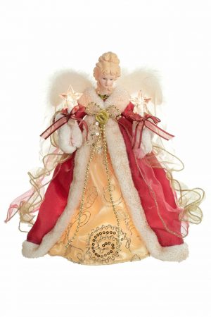 Red Vintage 10-Light Angel Tree topper