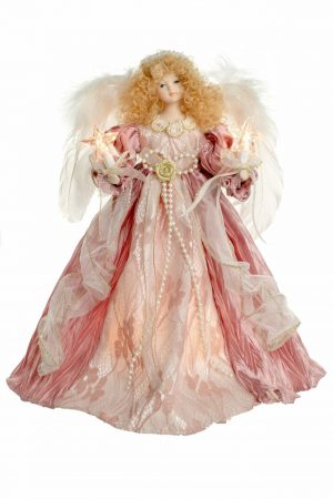 Pink 10-Light Angel Tree topper