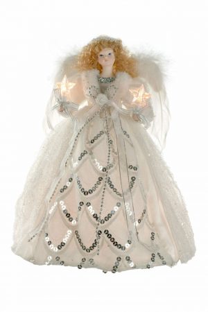 White 10-Light Angel Tree topper