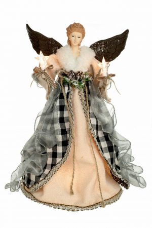 Brown Rustic 10-Light Angel Tree topper