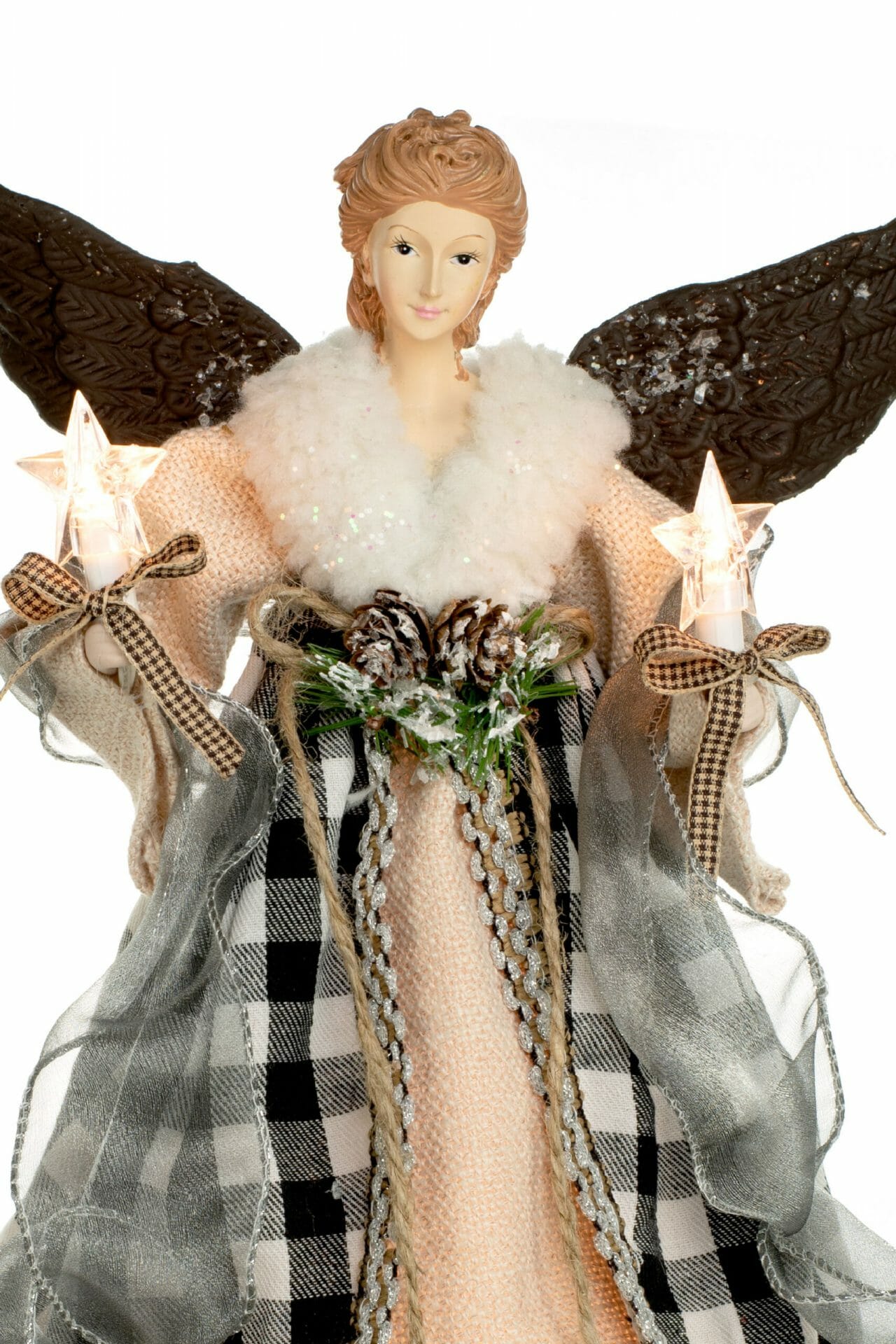 Brown Rustic 10-Light Angel Tree topper - Image 4