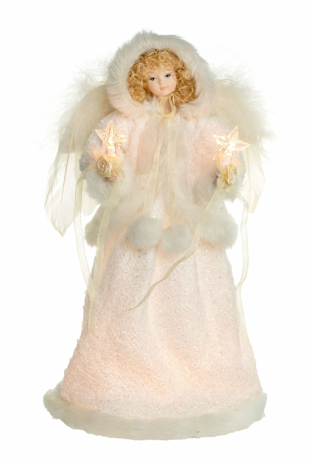 Ivory Hooded 10-Light Angel Tree topper