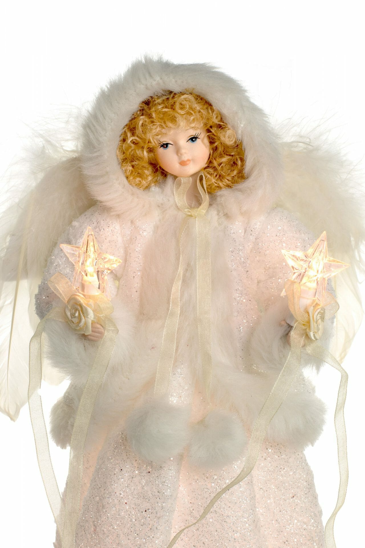 Ivory Hooded 10-Light Angel Tree topper - Image 4