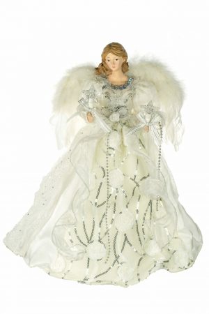 White Modern 10-Light Angel Tree topper