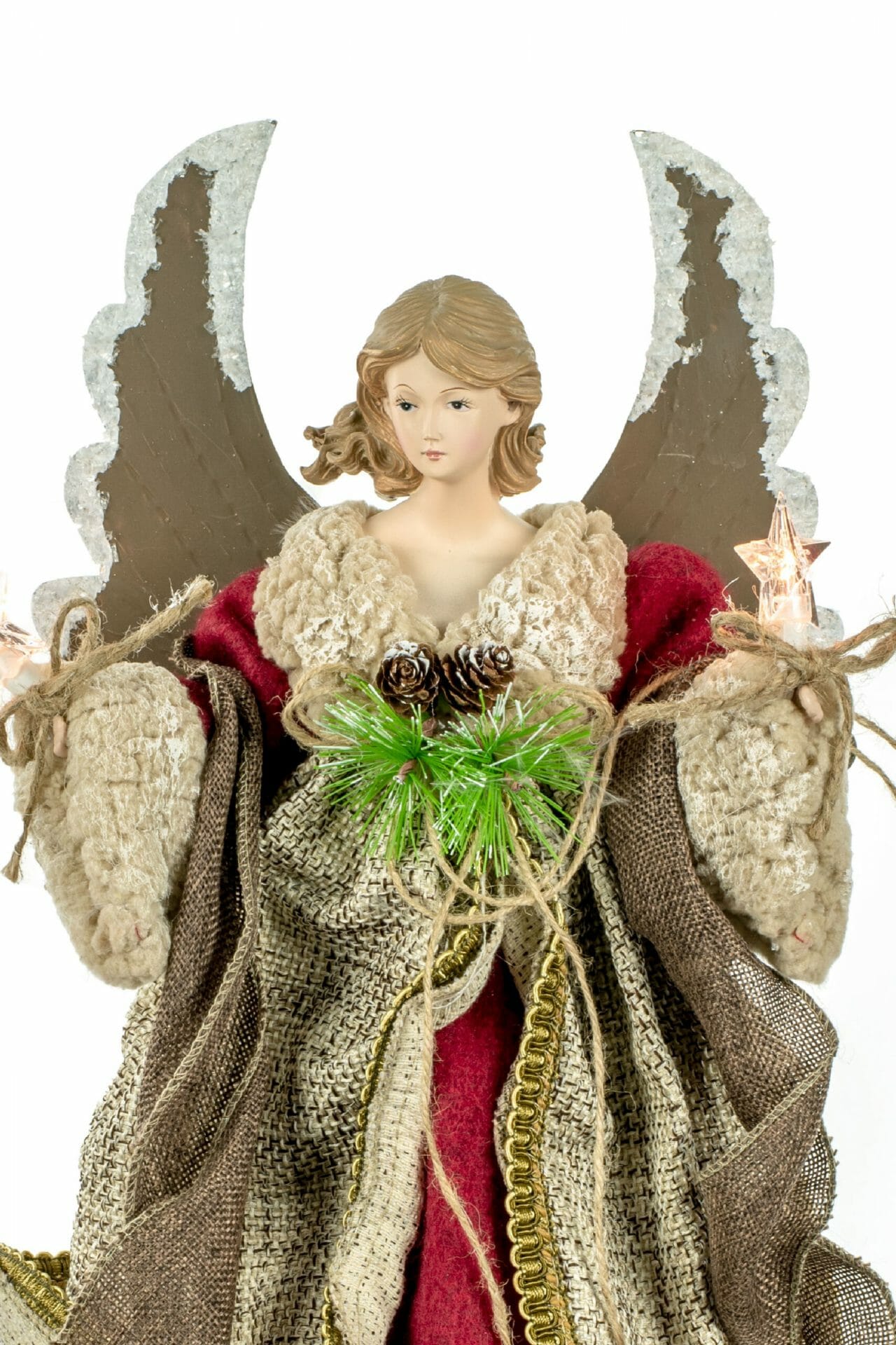Burgundy Rustic 10-Light Angel Tree topper - Image 4