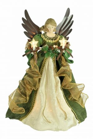 Green Modern Rustic 10-Light Angel Tree topper