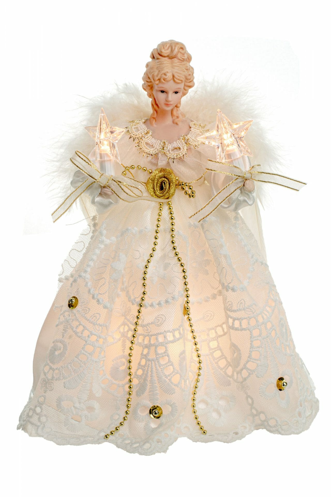 White Small Vintage 10-Light Angel Tree topper