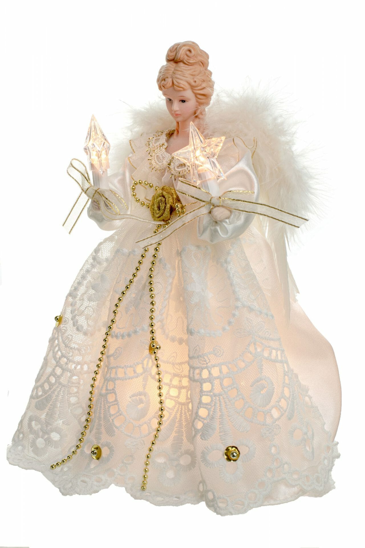 White Small Vintage 10-Light Angel Tree topper - Image 2