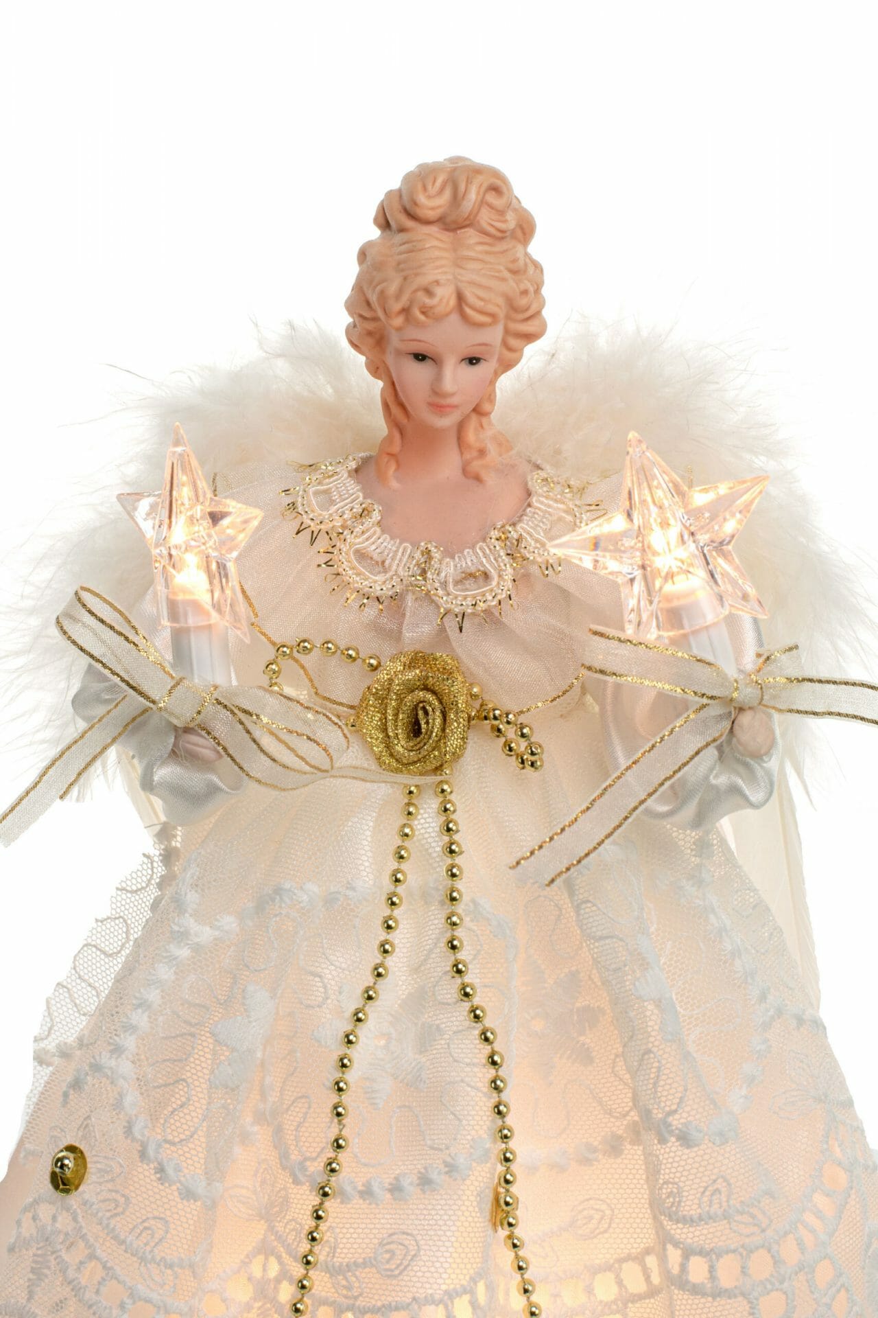 White Small Vintage 10-Light Angel Tree topper - Image 4