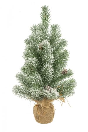 Dark Green Artificial Frosted Table Top Tree