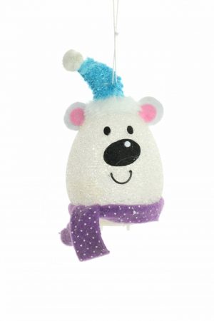 White LED Bear Head Ornament