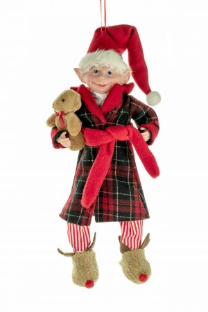 Red Plaid Hanging Bedtime Elf