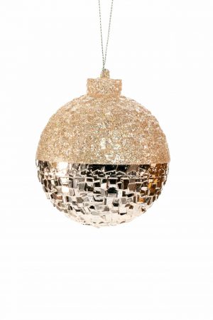 Pink Hanging Glittered Ball Ornament