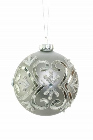 Grey Ball Glitter Designs Ornament
