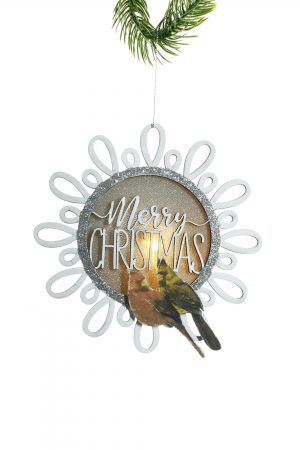 White Hanging "Merry Christmas" Sign LED Ornament