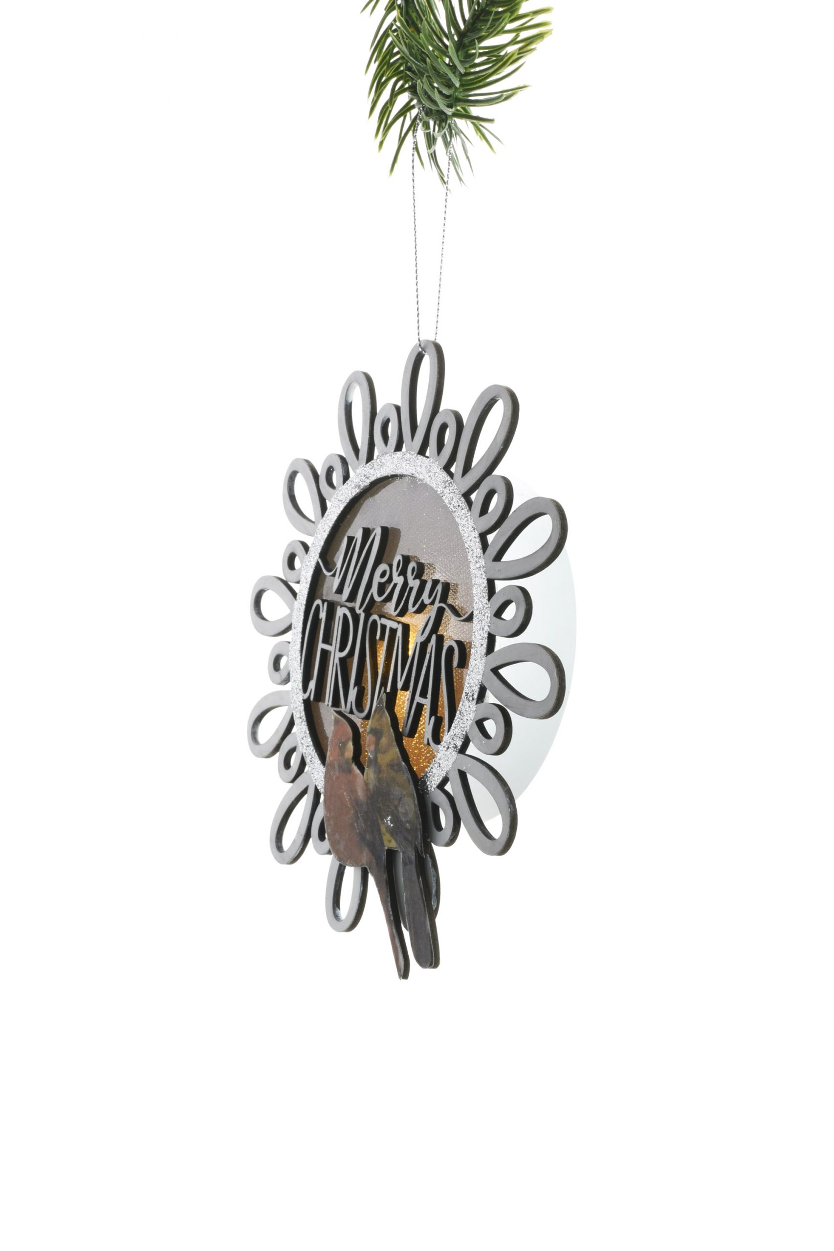 White Hanging "Merry Christmas" Sign LED Ornament - Image 2