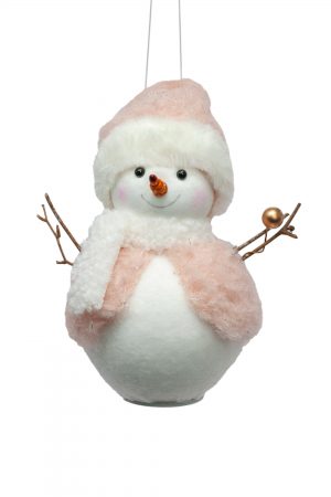 Pink Standing Happy Snowman