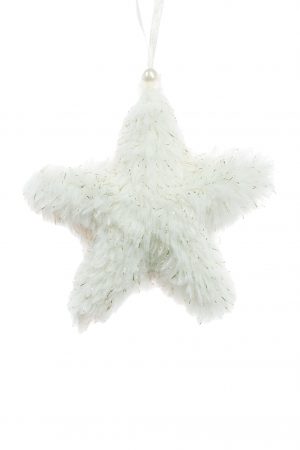 White Hanging Fuzzy Star Ornament