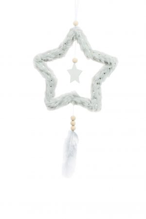Grey Hanging Fuzzy Open Star Ornament