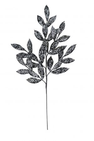 Black Glittered Leaf Spray