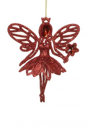 Red Glittered Angel Ornament