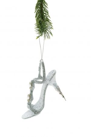 Silver Glittered High Heel Ornament