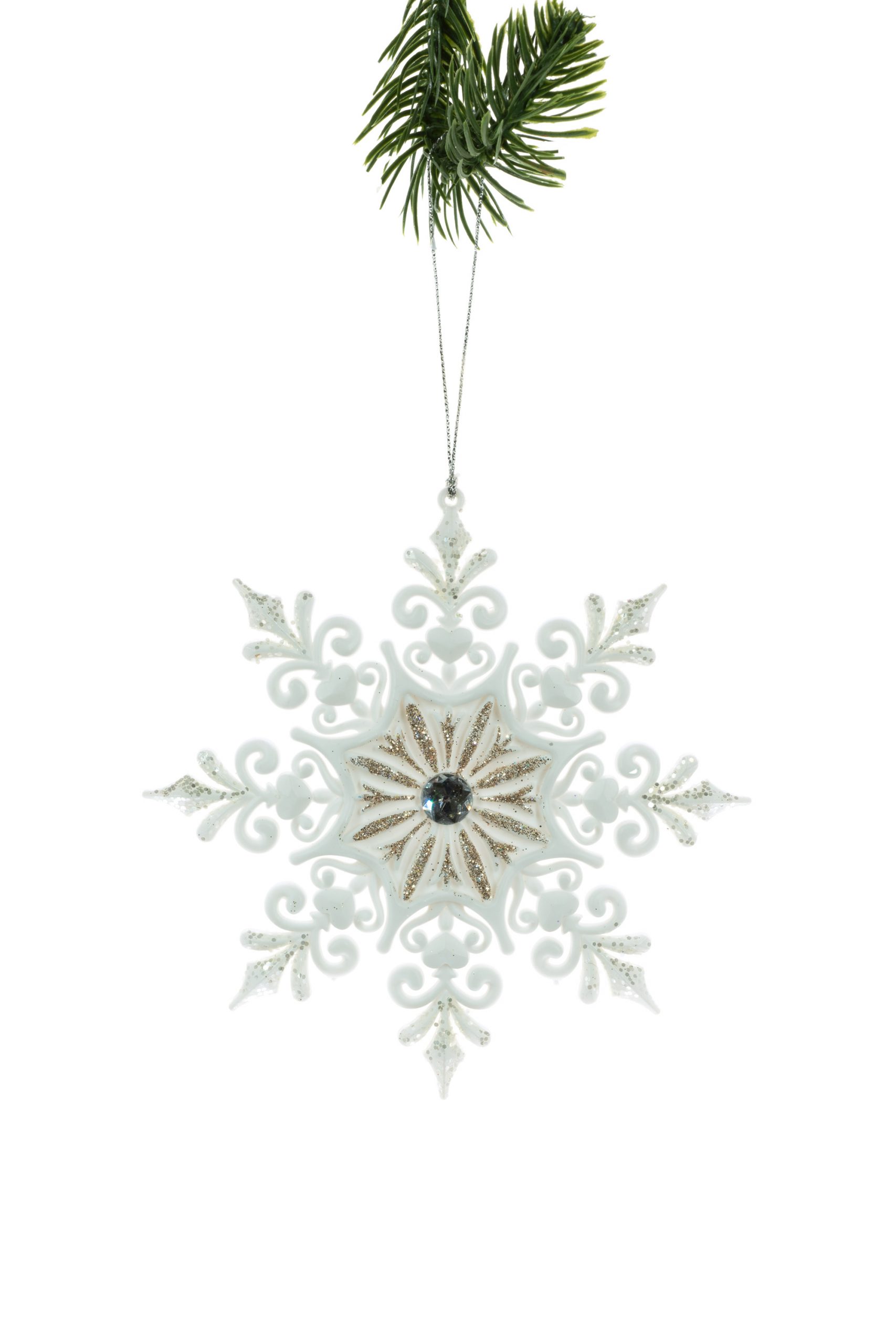 White Dendrite Snowflake Ornament
