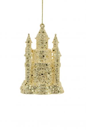 Gold Glittered Castle Ornament