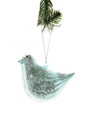 Aqua Hanging Bird Ornament