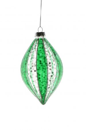 Clear Hanging Glittered Striped Drop Ornament