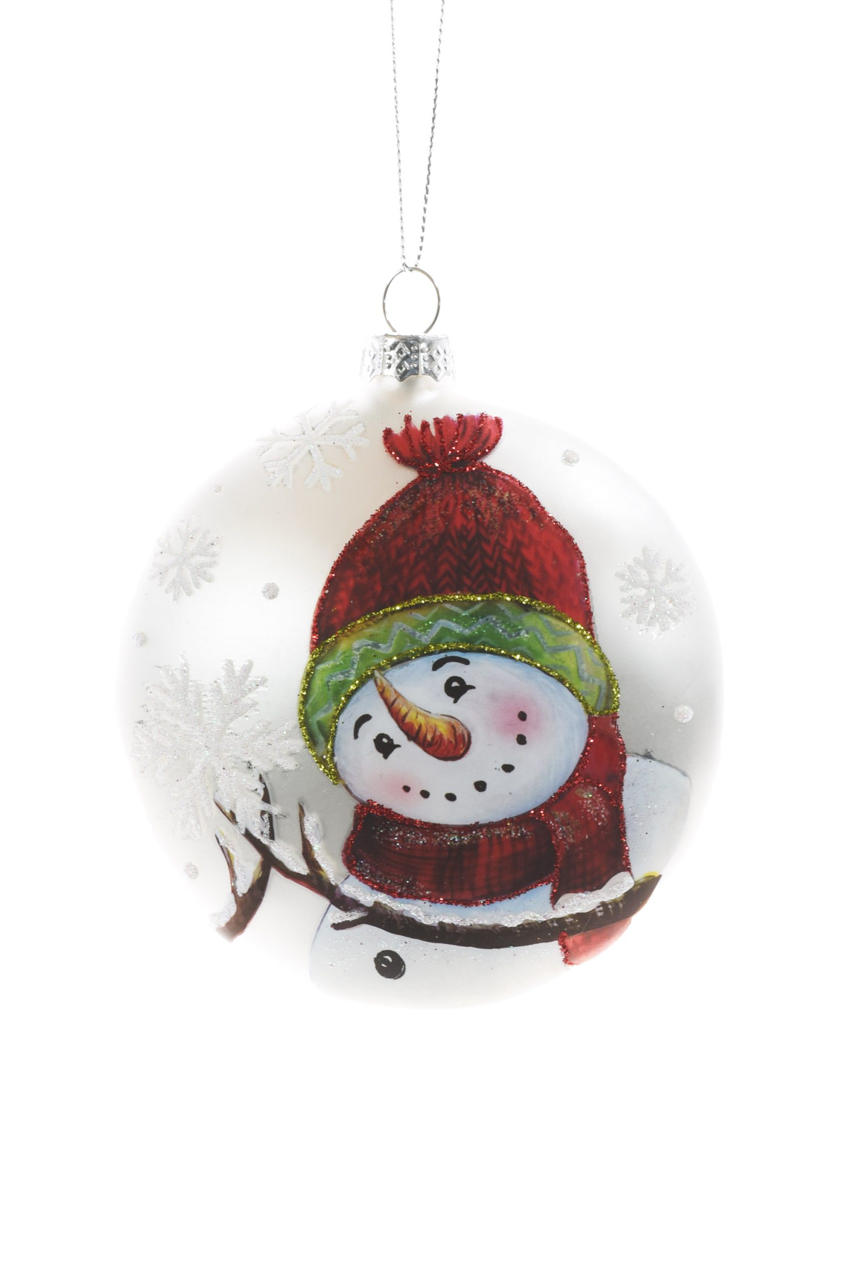 Silver Hanging Flat Ball Ornament