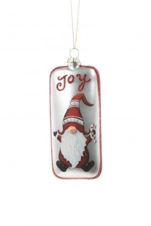 Red Hanging Holiday Gnome Sign Ornament