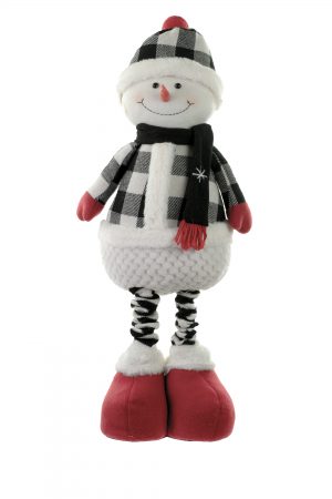 Black Plaid Standing Toque Snowman