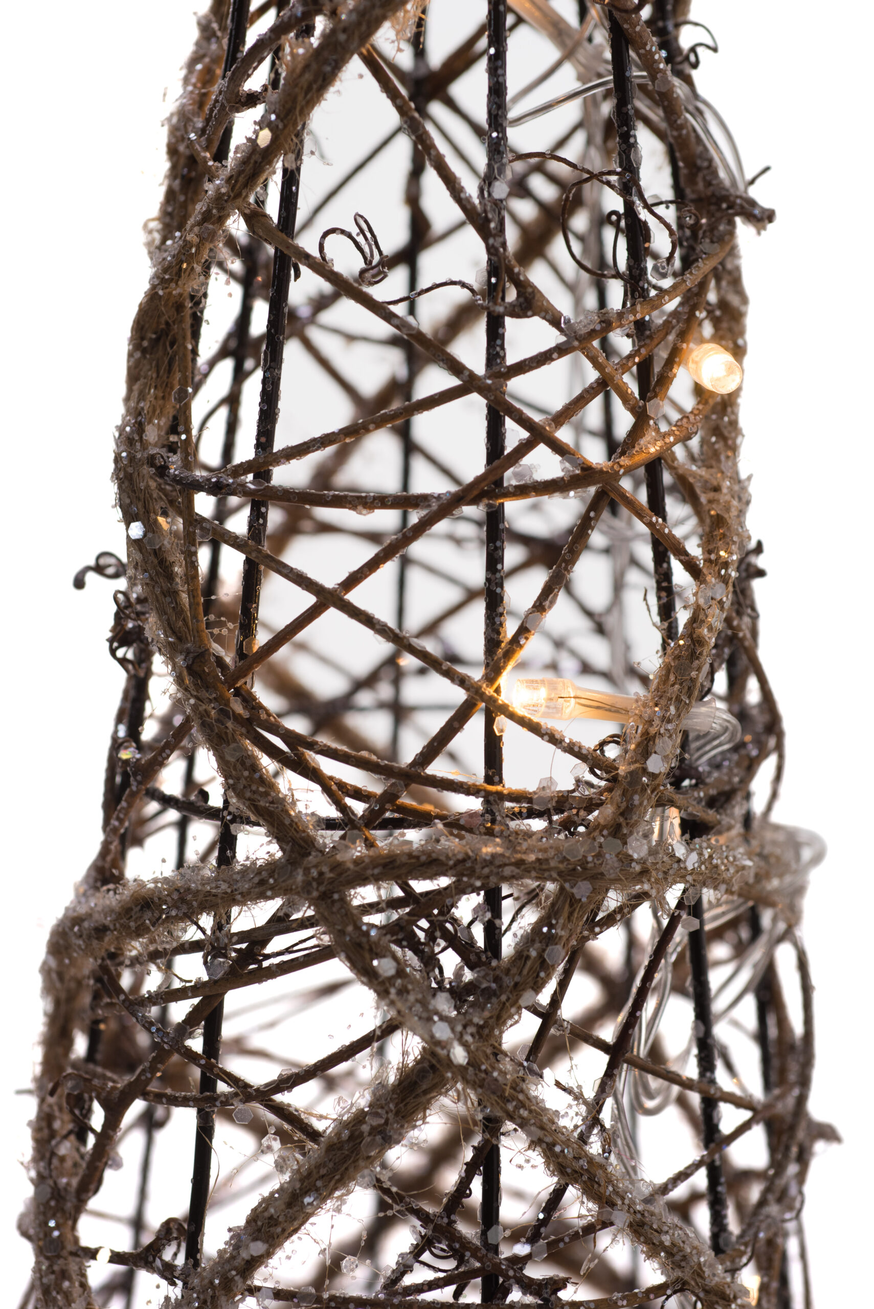 Brown Grapevine Glittered Cone Accent Lighted Tree Set - Image 2