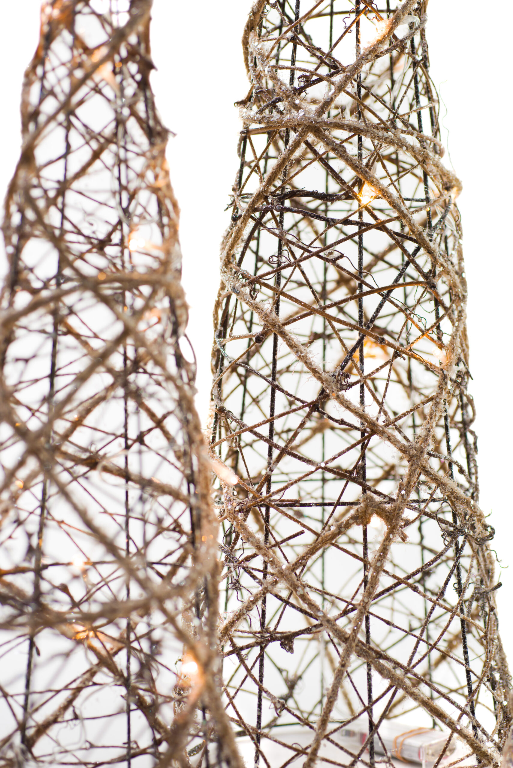 Brown Grapevine Glittered Cone Accent Lighted Tree Set - Image 5