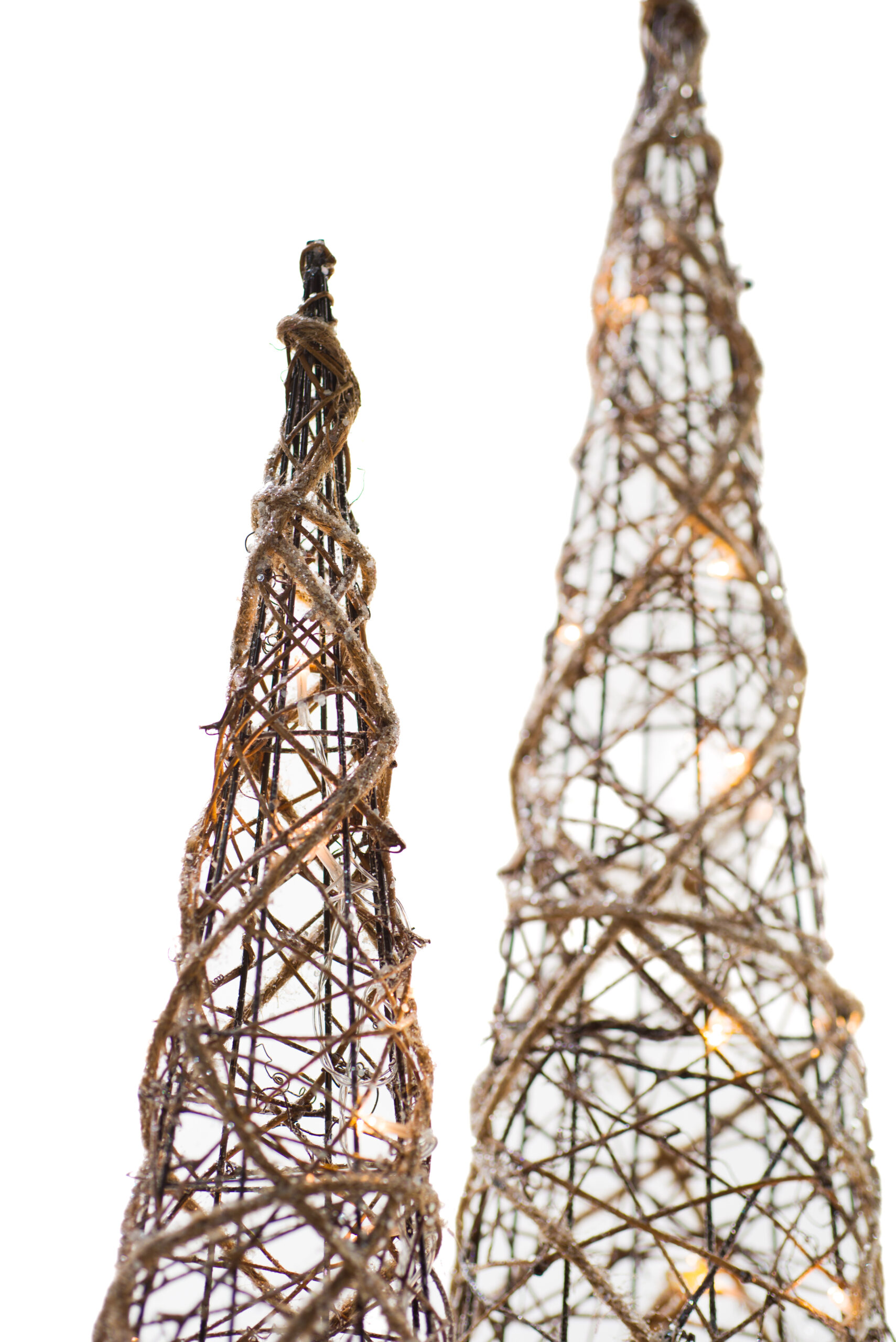 Brown Grapevine Glittered Cone Accent Lighted Tree Set - Image 4