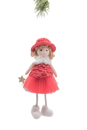 Red/White Cloth Hanging Gentle Girl in Sunday Hat