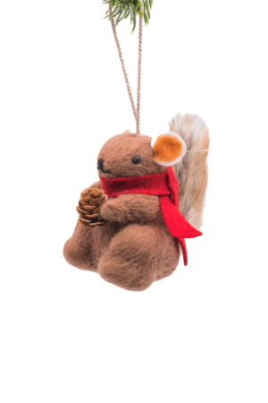 Brown Polylon Hanging Chipper Chinchilla with Treasured Pinecone