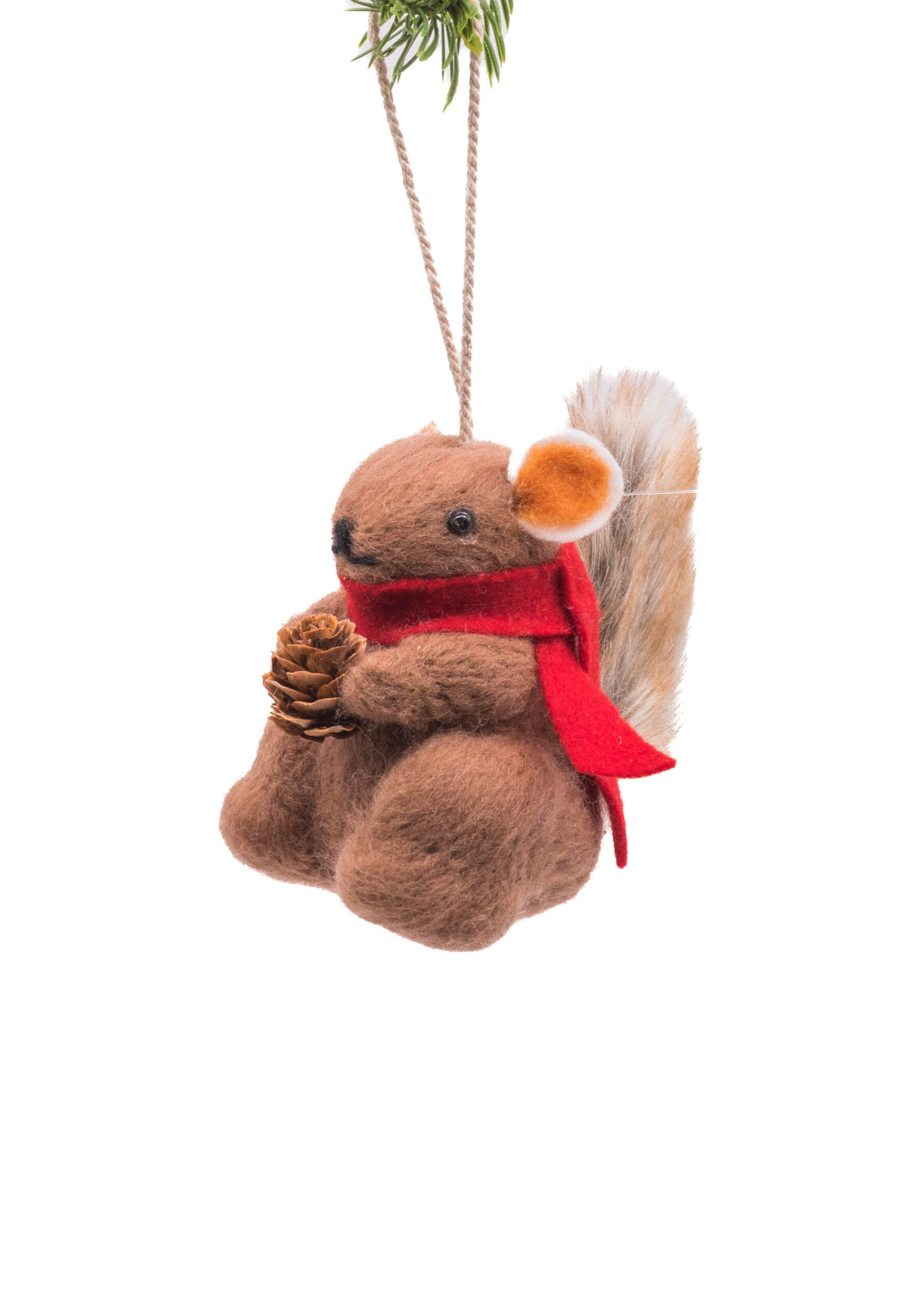 Brown Polylon Hanging Chipper Chinchilla with Treasured Pinecone