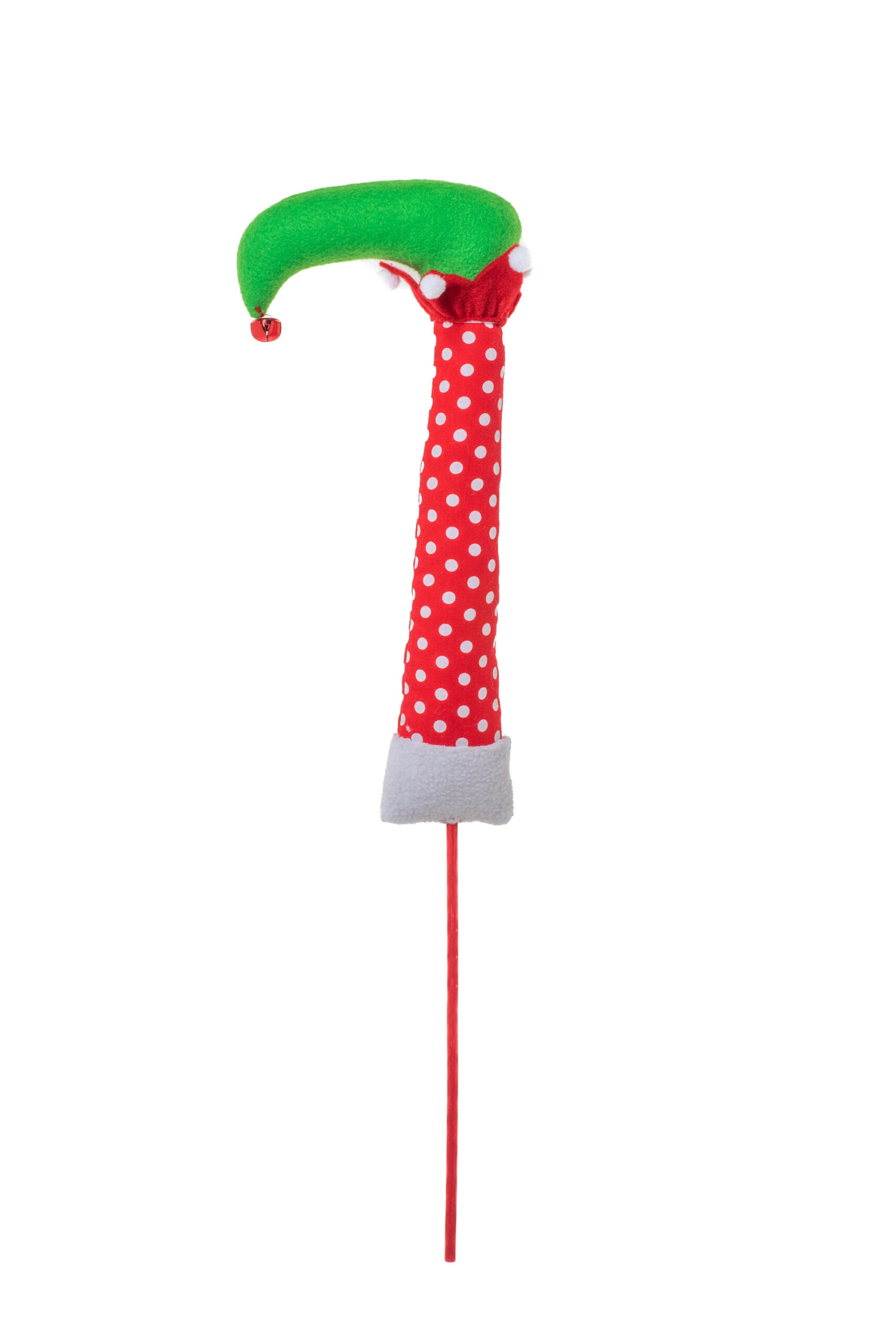 Red/White Cloth Dotted Elf Boot Tree Pick