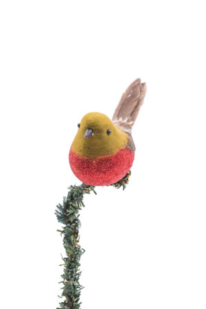 Red Foam Clip-On American Robin Ornament with Glittering Breast