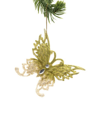 Gold/Cream Glittering Butterfly Ornament