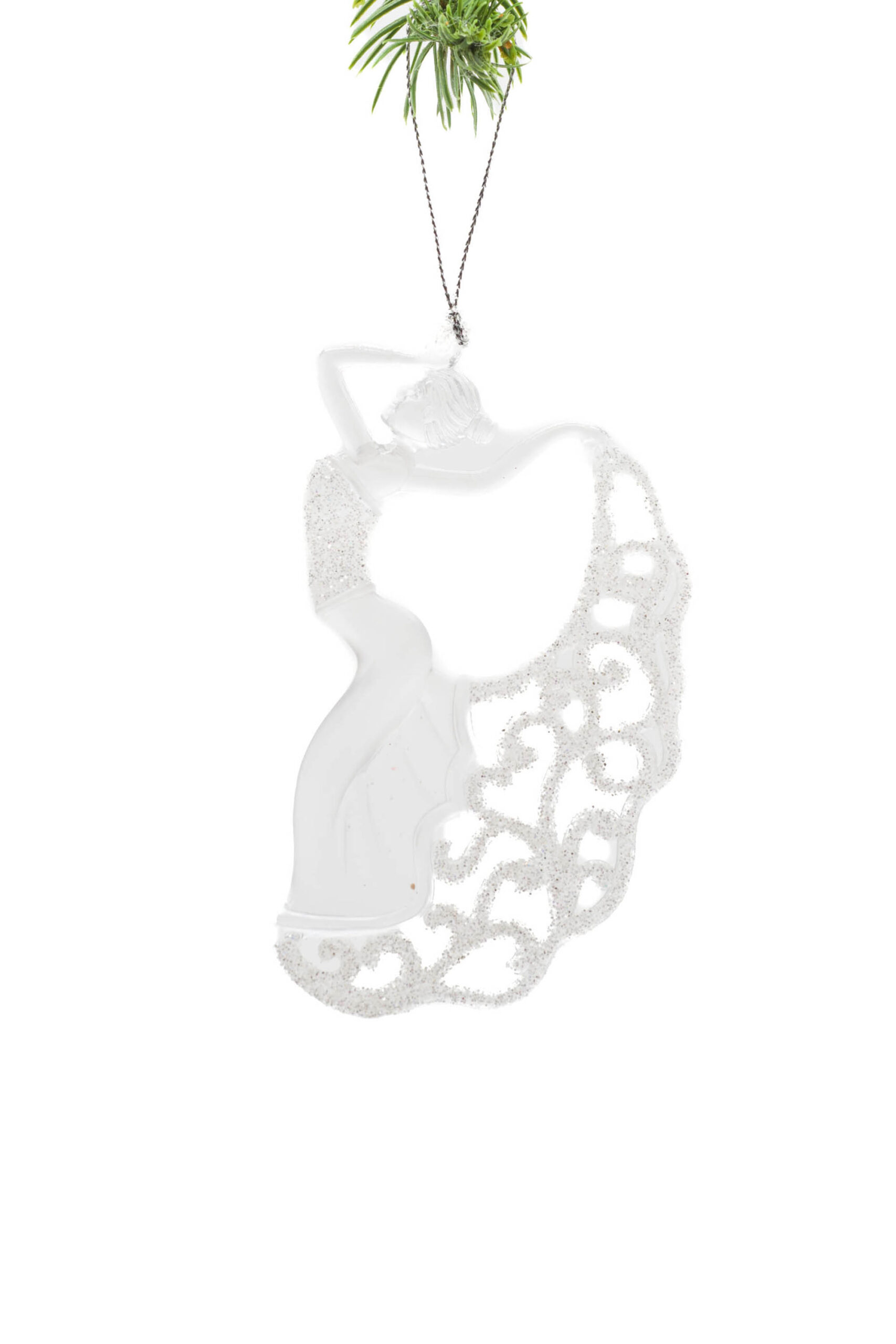 Clear Hanging Dancer Ornament with Glittering Dress