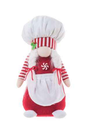 White/Red Fabric Standing Chef Santa Gnome