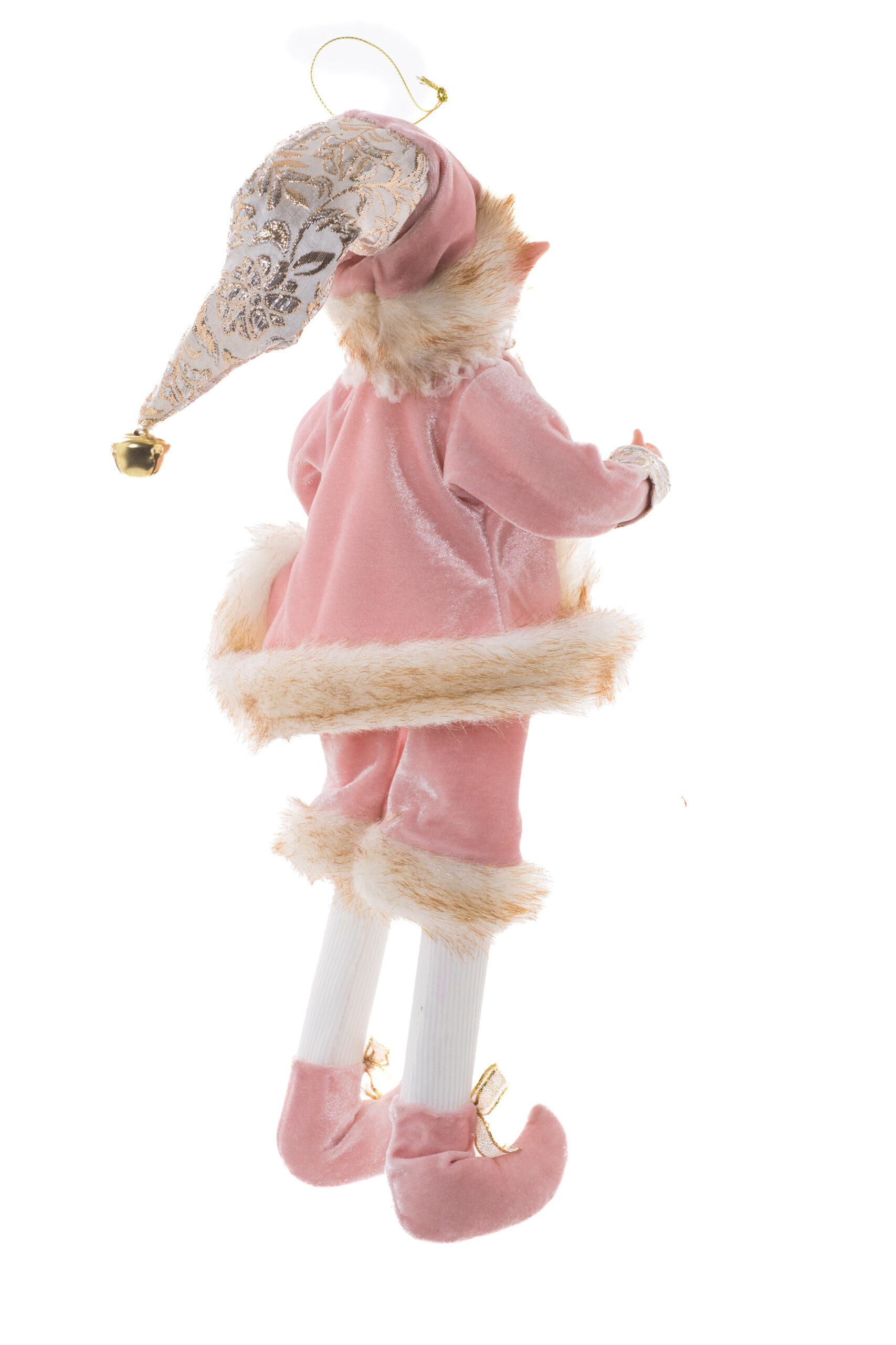 Pink/Gold Fabric Hangable Dapper Elf with Adjustable Legs - Image 2